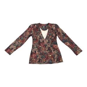 Vintage Dawn Joy Double Breasted Floral Blazer PLEASE SEE MEASUREMENTS
